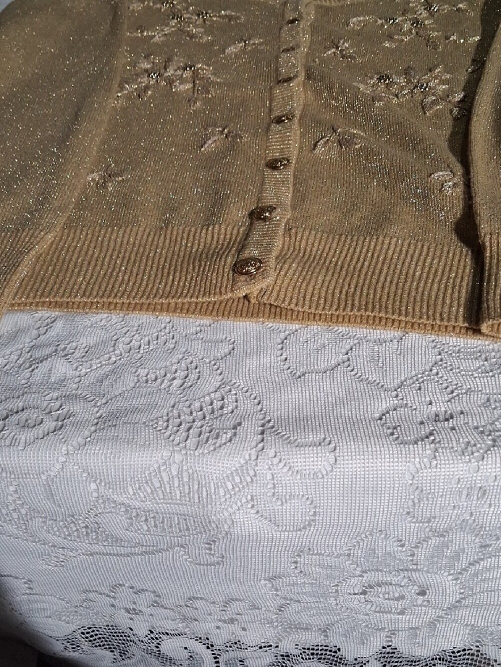 Dress Barn Gold Embellished Knit Cardigan - Picture 2 of 8